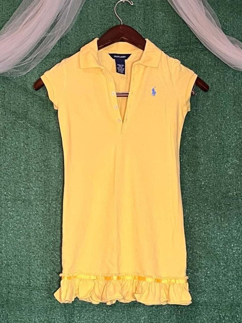 Ralph Lauren Girls Yellow Polo Dress Size M (8/10)